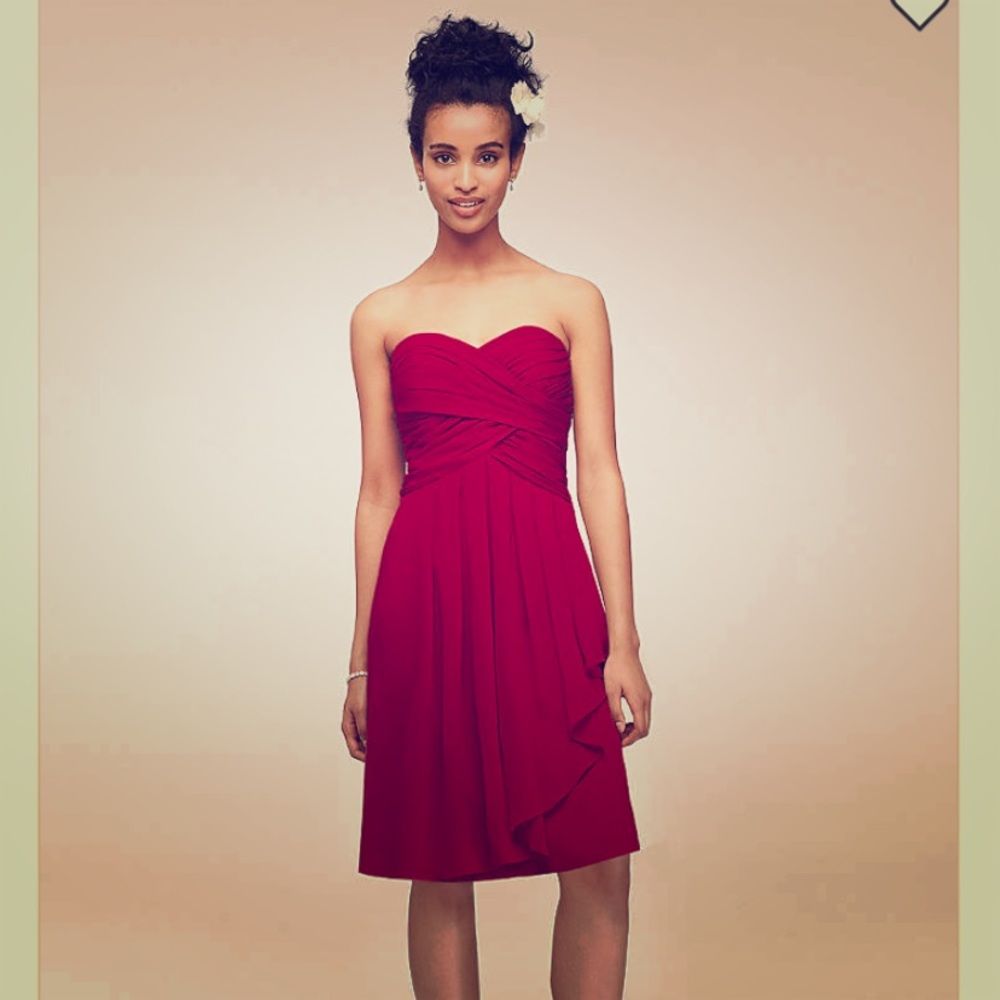 David’s Bridal Short Strapless Chiffon Dress